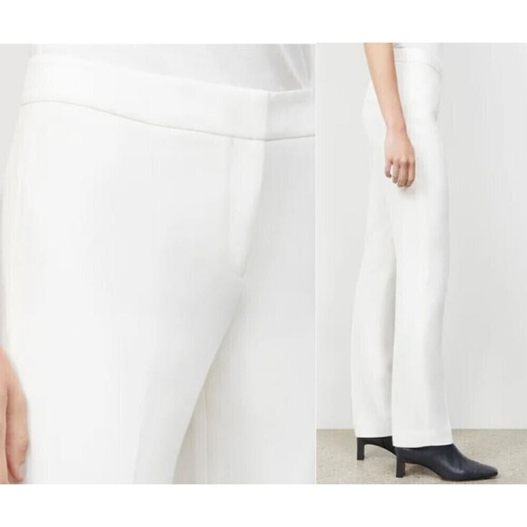 Lafayette 148 Barrow Women Size 4 Cream Linen Straight Leg Pants Trouser Office - Picture 4 of 13